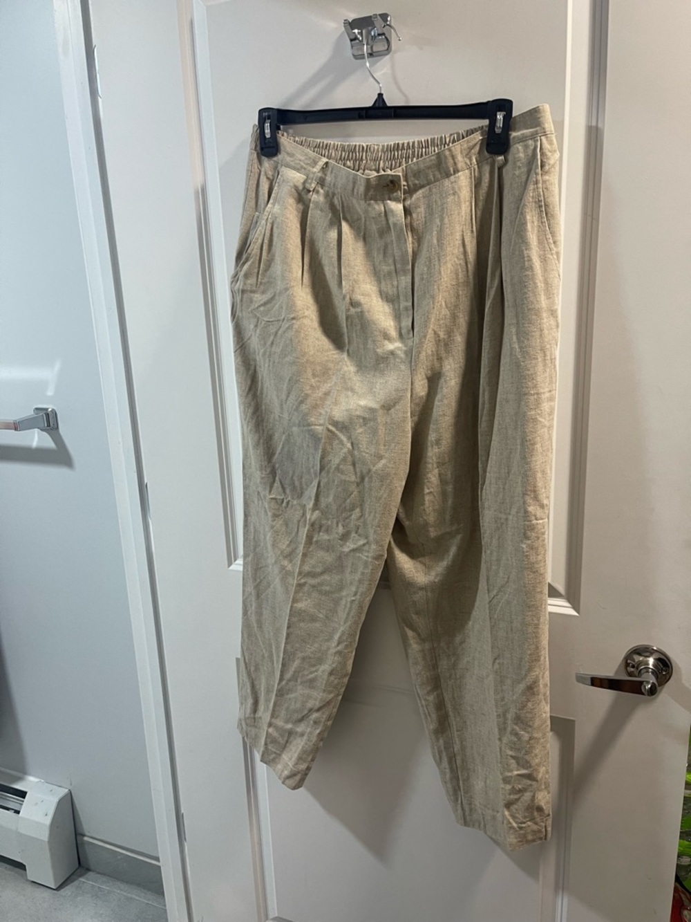 Stephanie Thomas Sport Made In USA Linen Men's Beige  Pleated Trousers Unisex